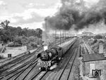 Der D 1919 hatte Stralsund um 8.43 Uhr verlassen und wird nach rund fünfeinhalb Stunden Cottbus gegen 14.19 Uhr erreichen. Für Lok und Personal eine Spitzenleistung. Ab Eberswalde war der Zug nur noch im Personenzugtempo über eingleisige Streckenabschnitte unterwegs, sodass er mehrmals vor die Kamera fuhr, hier um 13.51 Uhr in Wilhelm-Pieck-Stadt Guben.  (16.09.1979) <i>Foto: Joachim Schmidt</i>