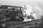 52 1154 (DMW Posen, Baujahr 1943) fährt mit einem Güterzug aus Bautzen. (1960) <i>Foto: </i>