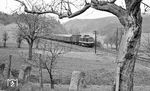DR 110 723 (Bw Saalfeld) mit einem Personenzug von Arnstadt nach Saalfeld kurz vor Bad Blankenburg. (04.1977) <i>Foto: Burkhard Wollny</i>