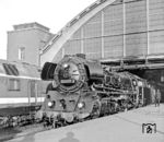 03 0077 mit dem D 316 "Berlinaren" von Berlin Zoologischer Garten über Neustrelitz, Stralsund-Rügendamm, Sassnitz Hafen, Trelleborg nach Malmö C in Berlin Ostbahnhof. (1976) <i>Foto: Karsten Risch</i>
