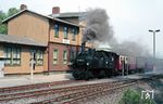 99 5904 ist mit P 14465 in Stiege eingetroffen. (16.05.1988) <i>Foto: Wolfgang Bügel</i>