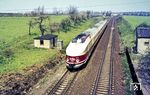 DR 175 004 (ex VT 18.16.02) als Ex 71 "Vindobona" nach Wien bei Drahnsdorf, südlich von Golßen in der Niederlausitz.  (04.1975) <i>Foto: Karsten Risch</i>