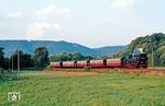Der Abendzug P 14409 nach Nordhausen, gezogen von 99 7241, bei Ilfeld. (29.07.1988) <i>Foto: Wolfgang Bügel</i>