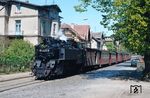 99 2322 mit P 14143 in der Goethestraße in Bad Doberan. (04.05.1989) <i>Foto: Slg. Wolfgang Bügel</i>