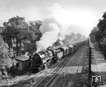 58 3001 vom Dresden-Friedrichstadt fährt mit einem Güterzug aus Borsdorf, östlich von Leipzig. (14.09.1964) <i>Foto: Jörg Schulze</i>