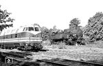 In Berlin-Wannsee begegnen sich die beiden Grunewalder Maschinen 93 164 und V 180 066. (1965) <i>Foto: Horst Deckert</i>