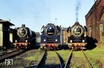 Dampfloktreffen im Sächsischen Eisenbahnmuseum Chemnitz-Hilbersdorf mit 03 001, 01 1531 und 41 1185. (24.06.1994) <i>Foto: Klaus D. Holzborn</i>