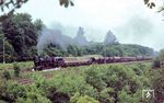 44 0278 (44 1278) vom Bw Sangerhausen fährt mit einem Güterzug durch Blankenheim. (08.07.1980) <i>Foto: Hans-Dieter Jahr</i>