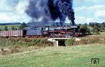 44 0280 vom Bw Saalfeld (Saale) mit einem Güterzug auf dem Weg nach Unterwellenborn. (06.1981) <i>Foto: Hans-Dieter Jahr</i>