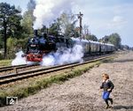 74 1230 mit einem DMV-Sonderzug anlässlich des 100-jährigen Jubiläums der Berliner Stadtbahn Nauen - Kremmen - Basdorf. (08.05.1982) <i>Foto: Karsten Risch</i>