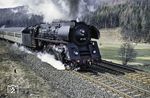 01 526 (Bw Erfurt) mit D 199 bei Hönebach auf dem Weg nach Gerstungen, der seit 1945 durch die Ziehung der neuen Zonengrenze zum Grenzbahnhof geworden war. (27.03.1970) <i>Foto: Robin Fell</i>