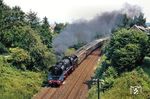 03 1010 mit Sonderzug D 26182 auf dem Weg zum 150-jährigen Eisenbahnjubiläum in den Niederlanden bei Bad Oeynhausen. (05.07.1989) <i>Foto: Wolfgang Bügel</i>
