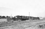 Ausflug westdeutscher Eisenbahnfreunde im "Aussichtswagen" auf der Mecklenburg-Pommerschen Schmalspurbahn (MPSB, 600 mm) zwischen Friedland (Meckl) und Anklam bei Blesewitz. (18.08.1966) <i>Foto: Gerd Wolff</i>
