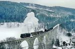 95 1016 mit einem Fotogüterzug auf dem Viadukt in Lichte (Thür). (25.02.1993) <i>Foto: Andreas Höfig</i>