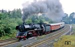 Im Bahnhof Coppenbrügge wurde eine Scheineinfahrt des Sonderzuges mit 03 1010 durchgeführt, die nach heutigen Verhältnissen sehr diszipliniert verlief. (23.07.1989) <i>Foto: Wolfgang Bügel</i>