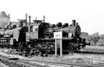 Die im Mai 1929 von Hohenzollern an die Eisenbahn-Gesellschaft Stralsund–Tribsees (STE) abgelieferte Lok Nr. 142 wurde 1949 von Reichsbahn als 91 6283 eingeordnet. Im Bw Barth wartet sie im Mai 1967 vor einer P 8. Am 26.11.1970 wurde sie ausgemustert. (21.05.1967) <i>Foto: Klaus Kieper, Slg. Holzborn</i>