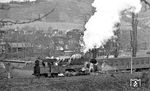 95 0009 dampft mit P 18002 nach Saalfeld (Saale) aus dem Haltepunkt Breternitz. (04.1977) <i>Foto: Burkhard Wollny</i>