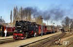 99 7239 fährt mit P 14407 nach Nordhausen in den Bahnhof Wernigerode-Westerntor ein. (23.02.1990) <i>Foto: Wolfgang Bügel</i>