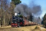 99 7239 mit P 14407 nach Nordhausen kurz vor Drei Annen Hohne. (23.02.1990) <i>Foto: Wolfgang Bügel</i>