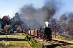 Ausfahrt des P 14407 nach Nordhausen mit 99 7239 in Sorge. Nächster Halt ist Benneckenstein. (23.02.1990) <i>Foto: Wolfgang Bügel</i>