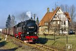 99 7246 mit P 14443 auf dem Weg nach Nordhausen in Niedersachswerfen. (23.02.1990) <i>Foto: Wolfgang Bügel</i>