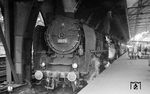 01 114 (Bw Dresden) mit einer unbekannten Schwesterlok vor dem "Pannonia-Express" in Berlin Ostbahnhof. (01.10.1967) <i>Foto: Gerhard Greß</i>