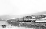 119 024 (Bw Saalfeld) mit E 802 nach Leipzig zwischen Saalfeld (Saale) und Unterwellenborn. Von der Deutschen Reichsbahn wurden von 1976 bis 1985 200 Lokomotiven dieser Baureihe beschafft. Die Weiterbeschaffung wurde wegen anhaltender Probleme und großer Unzuverlässigkeit der Lokomotiven gestoppt. Der Betrieb der Maschinen war von Anfang an von Unzulänglichkeiten und Problemen gekennzeichnet. In der Anfangszeit standen 50 Prozent der Fahrzeuge zu Reparaturen in den Werkstätten. Meist wurden in Rumänien gefertigte Bauteile durch solche aus DDR-Fertigung mit besserer Qualität ersetzt. Die hohe Störanfälligkeit führte schnell zu Ersatzteilproblemen. Diese versuchte man nach dem Prinzip „aus zwei mach eins“ zu verringern. Wenn beispielsweise ein Triebfahrzeug mit Motorschaden in die Werkstatt kam, wurden häufig die Motoren so getauscht, dass man wenigstens ein Fahrzeug wieder fahrfähig bekam. Wegen der großen Unzufriedenheit mit der Baureihe 119 wurde der Liefervertrag mit dem Hersteller nach 200 Lokomotiven gekündigt. Ursprünglich war geplant, 250 Lokomotiven mit der Option auf weitere Lieferungen abzunehmen.  (28.02.1981) <i>Foto: Thomas Fischer</i>