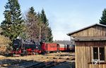 99 7244 erreicht mit P 14445 (Wernigerode - Benneckenstein) den Bahnhof Drei Annen Hohne. (24.02.1990) <i>Foto: Wolfgang Bügel</i>