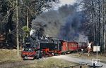 99 7244 mit P 14447 nach Benneckenstein zwischen Wernigerode-Hasserode und Steinerne Renne. (24.02.1990) <i>Foto: Wolfgang Bügel</i>