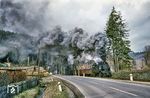 Mit einem GmP nach Straßberg räuchert 99 6001 ordentlich die Gegend von Alexisbad ein. Das rechte Gleis führt nach Harzgerode. (01.04.1972) <i>Foto: Robin Fell</i>