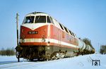 118 265 (Bw Bautzen) im Anschluss des VEB Minol-Tanklagers Löbau-Großdehsa. Das Tanklager existierte von 1968 bis 1995. (27.01.1987) <i>Foto: Joachim Gampe, Slg. A. Höfig</i>